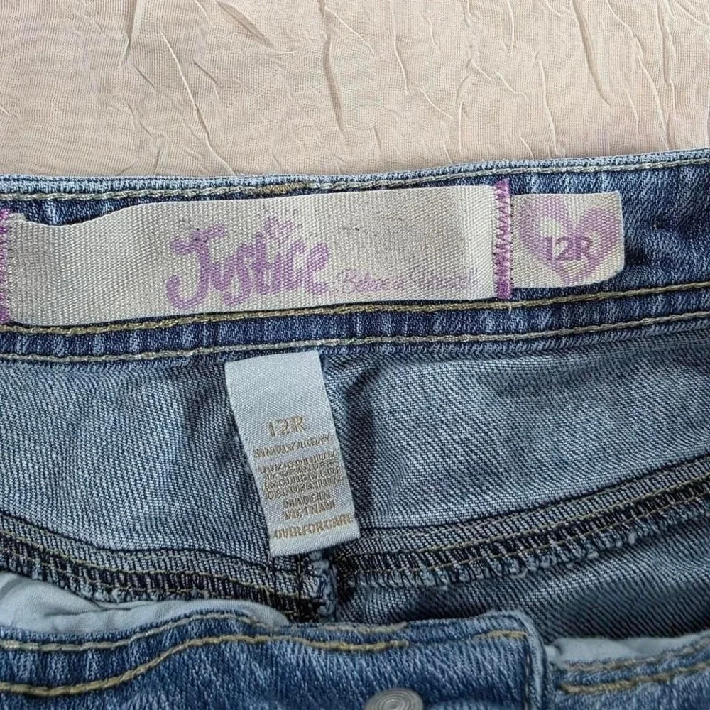 Justice Simply‎ Low Girls Medium Wash Straight Leg Jeans Size 12R Y2K Classic